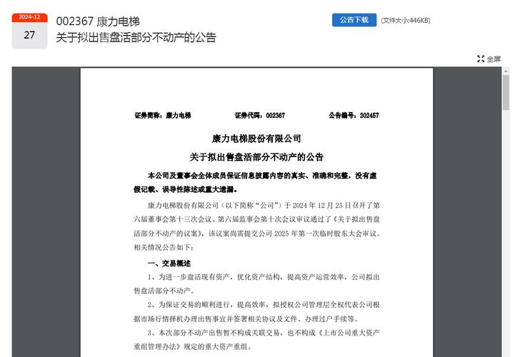 拟出售62套房产!康力电梯回应:可通过公司联系业务对接人购买