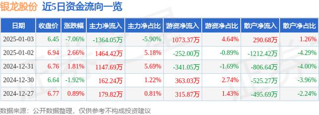 银龙股份1月6日快速反弹
