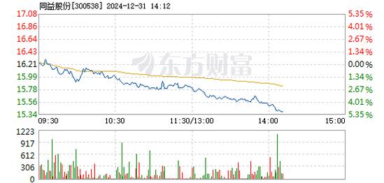 同益股份12月31日盘中跌幅达5%