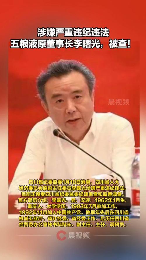 63岁李曙光涉嫌严重违纪违法被查,曾任五粮液集团董事长5年